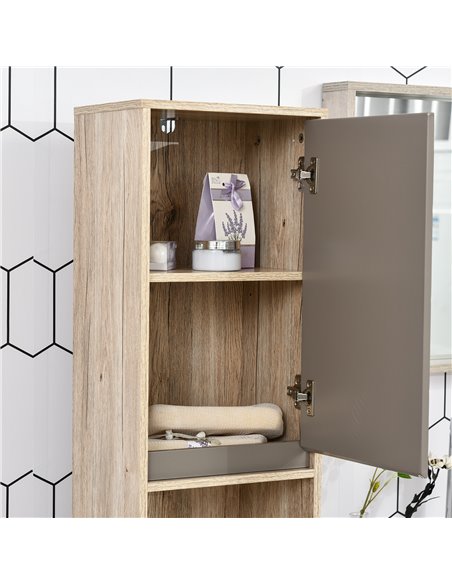 HOMCOM Freestanding Bathroom Storage Cabinet with 2 Cupboards, 2 Compartments, Grey & Brown - pic 20903 | FastDaddyshop