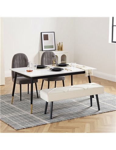 HOMCOM Upholstered Hallway Bench, End of Bed Bench with X-Shape Design and Steel Legs, Cream