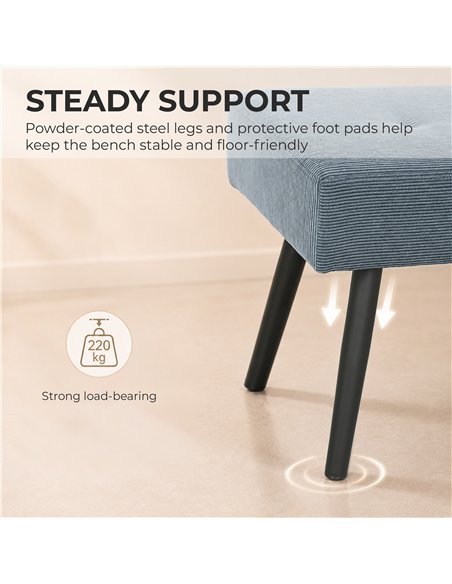 HOMCOM Upholstered Bedroom Entryway Bench, Modern Corduroy Tufted End of Bed Bench with Padded Seat and Steel Legs, Blue - pic 209039 | FastDaddyshop