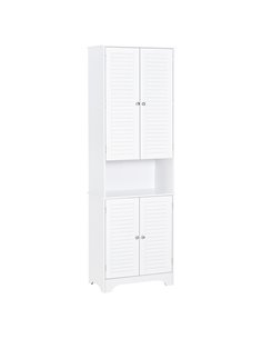 HOMCOM MDF Freestanding 6-Tier Bathroom Storage Cabinet, White