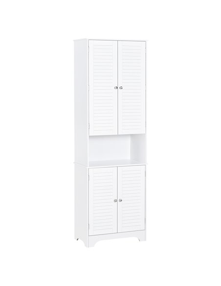 HOMCOM MDF Freestanding 6-Tier Bathroom Storage Cabinet, White - pic 20904 | FastDaddyshop