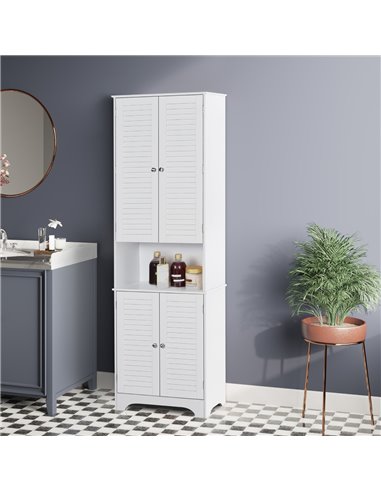 HOMCOM MDF Freestanding 6-Tier Bathroom Storage Cabinet, White