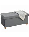 HOMCOM Velvet Upholstered Foldable Ottoman Footrest, Storage Ottoman Bench with Wood Legs for Living Room, Grey