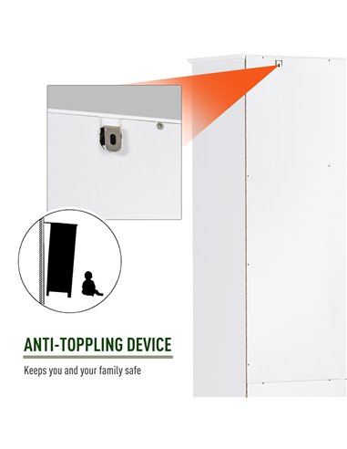 HOMCOM MDF Freestanding 6-Tier Bathroom Storage Cabinet, White