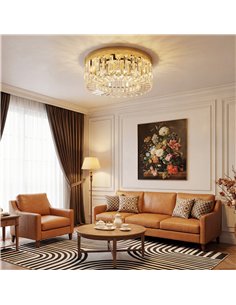 HOMCOM Crystal Chandeliers with 225 Crystal Pendants, 8-Light Ceiling Light for Living Room, Bedroom Dining Room, Gold Tone 2