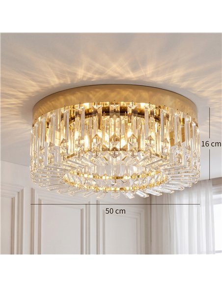 HOMCOM Crystal Chandeliers with 225 Crystal Pendants, 8-Light Ceiling Light for Living Room, Bedroom Dining Room, Gold Tone - pic 209072 | FastDaddyshop