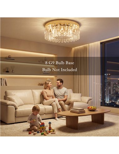 HOMCOM Crystal Chandeliers with 225 Crystal Pendants, 8-Light Ceiling Light for Living Room, Bedroom Dining Room, Gold Tone
