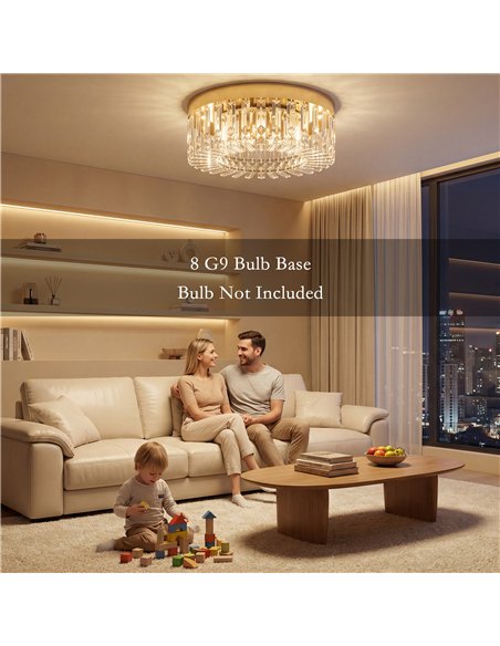 HOMCOM Crystal Chandeliers with 225 Crystal Pendants, 8-Light Ceiling Light for Living Room, Bedroom Dining Room, Gold Tone - pic 209073 | FastDaddyshop