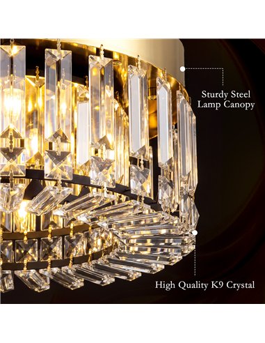 HOMCOM Crystal Chandeliers with 225 Crystal Pendants, 8-Light Ceiling Light for Living Room, Bedroom Dining Room, Gold Tone