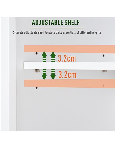 HOMCOM MDF Freestanding 6-Tier Bathroom Storage Cabinet, White