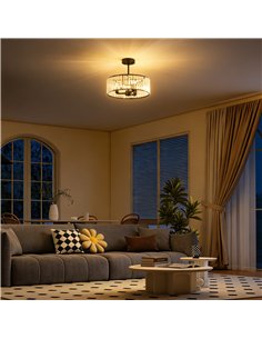 HOMCOM Crystal Ceiling Light, Semi Flush Mount Modern Crystal Chandelier Ceiling Light, E14 Base 3-Lights, Bulbs Not Included 2