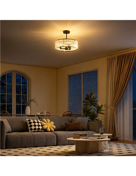 HOMCOM Crystal Ceiling Light, Semi Flush Mount Modern Crystal Chandelier Ceiling Light, E14 Base 3-Lights, Bulbs Not Included - pic 209080 | FastDaddyshop