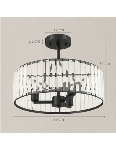 HOMCOM Crystal Ceiling Light, Semi Flush Mount Modern Crystal Chandelier Ceiling Light, E14 Base 3-Lights, Bulbs Not Included