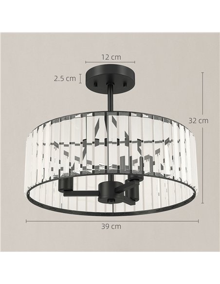 HOMCOM Crystal Ceiling Light, Semi Flush Mount Modern Crystal Chandelier Ceiling Light, E14 Base 3-Lights, Bulbs Not Included - pic 209081 | FastDaddyshop