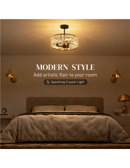 HOMCOM Crystal Ceiling Light, Semi Flush Mount Modern Crystal Chandelier Ceiling Light, E14 Base 3-Lights, Bulbs Not Included - pic 209082 | FastDaddyshop