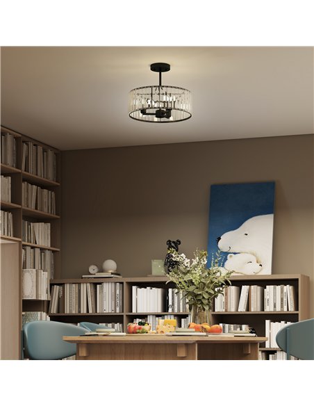 HOMCOM Crystal Ceiling Light, Semi Flush Mount Modern Crystal Chandelier Ceiling Light, E14 Base 3-Lights, Bulbs Not Included - pic 209084 | FastDaddyshop