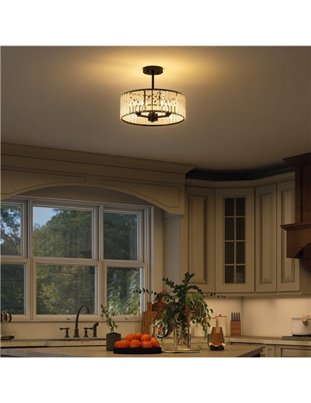 HOMCOM Crystal Ceiling Light, Semi Flush Mount Modern Crystal Chandelier Ceiling Light, E14 Base 3-Lights, Bulbs Not Included - pic 209085 | FastDaddyshop