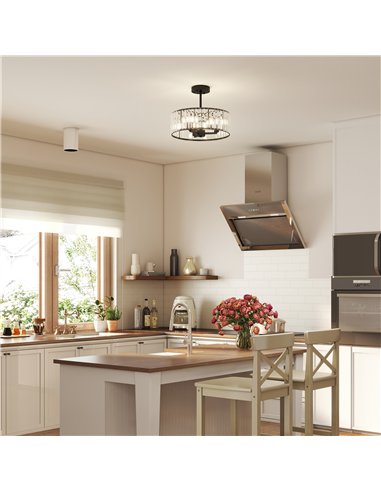 HOMCOM Crystal Ceiling Light, Semi Flush Mount Modern Crystal Chandelier Ceiling Light, E14 Base 3-Lights, Bulbs Not Included