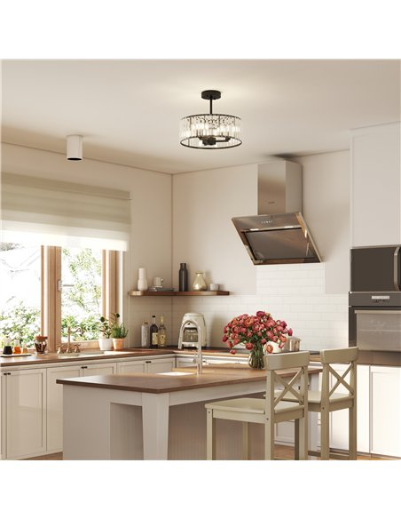 HOMCOM Crystal Ceiling Light, Semi Flush Mount Modern Crystal Chandelier Ceiling Light, E14 Base 3-Lights, Bulbs Not Included - pic 209086 | FastDaddyshop