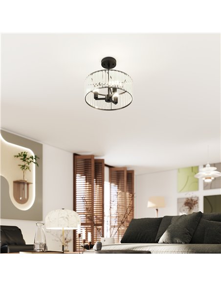 HOMCOM Crystal Ceiling Light, Semi Flush Mount Modern Crystal Chandelier Ceiling Light, E14 Base 3-Lights, Bulbs Not Included - pic 209087 | FastDaddyshop