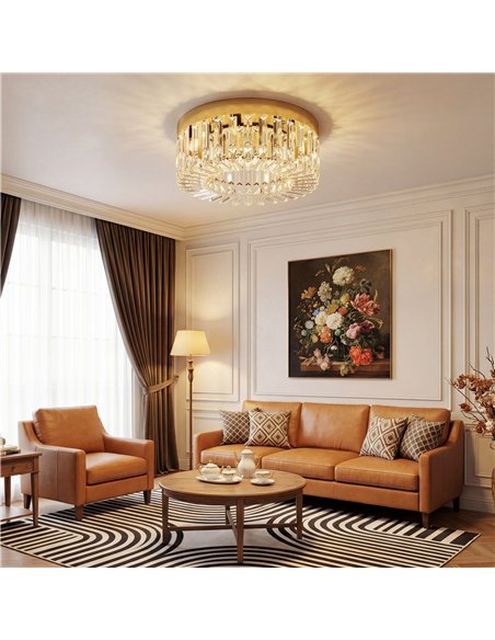 HOMCOM Crystal Chandeliers with 160 Crystal Pendants, 6-Light Ceiling Light for Living Room, Bedroom Dining Room, Gold Tone - pic 209089 | FastDaddyshop
