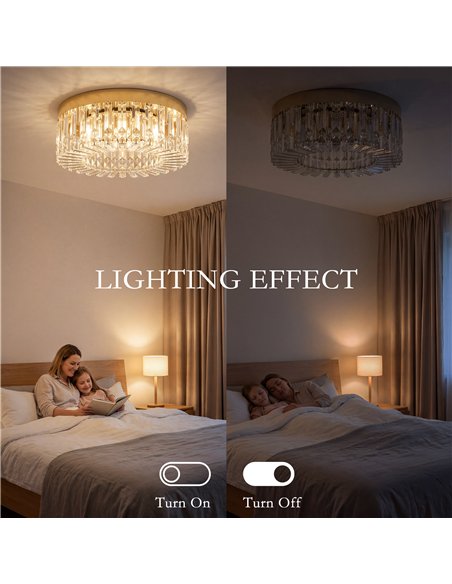 HOMCOM Crystal Chandeliers with 160 Crystal Pendants, 6-Light Ceiling Light for Living Room, Bedroom Dining Room, Gold Tone - pic 209093 | FastDaddyshop