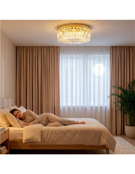 HOMCOM Crystal Chandeliers with 160 Crystal Pendants, 6-Light Ceiling Light for Living Room, Bedroom Dining Room, Gold Tone - pic 209095 | FastDaddyshop