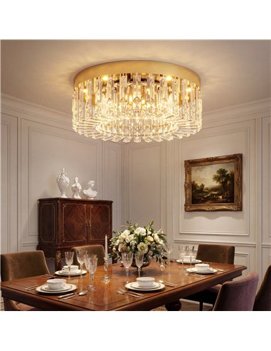 HOMCOM Crystal Chandeliers with 160 Crystal Pendants, 6-Light Ceiling Light for Living Room, Bedroom Dining Room, Gold Tone