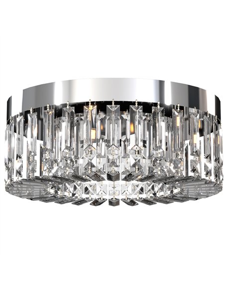 HOMCOM Crystal Chandeliers with 160 Crystal Pendants, 6-Light Ceiling Light for Living Room, Bedroom Dining Room, Silver Tone - pic 209097 | FastDaddyshop