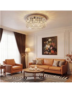 HOMCOM Crystal Chandeliers with 160 Crystal Pendants, 6-Light Ceiling Light for Living Room, Bedroom Dining Room, Silver Tone 2