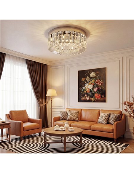 HOMCOM Crystal Chandeliers with 160 Crystal Pendants, 6-Light Ceiling Light for Living Room, Bedroom Dining Room, Silver Tone - pic 209098 | FastDaddyshop