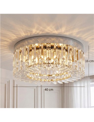 HOMCOM Crystal Chandeliers with 160 Crystal Pendants, 6-Light Ceiling Light for Living Room, Bedroom Dining Room, Silver Tone