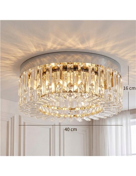HOMCOM Crystal Chandeliers with 160 Crystal Pendants, 6-Light Ceiling Light for Living Room, Bedroom Dining Room, Silver Tone - pic 209099 | FastDaddyshop