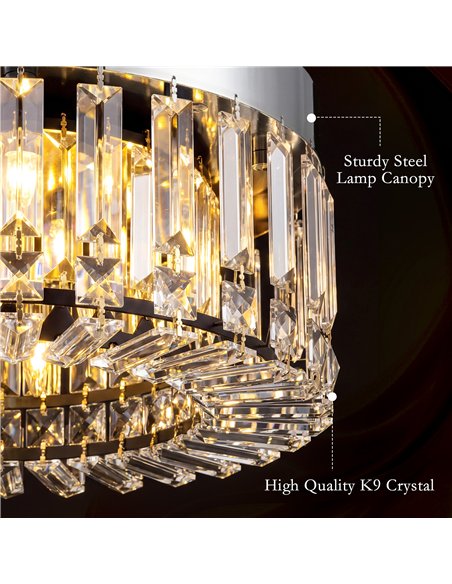 HOMCOM Crystal Chandeliers with 160 Crystal Pendants, 6-Light Ceiling Light for Living Room, Bedroom Dining Room, Silver Tone - pic 209101 | FastDaddyshop