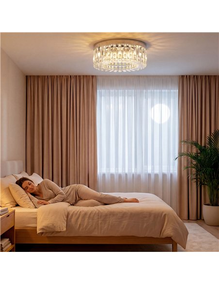 HOMCOM Crystal Chandeliers with 160 Crystal Pendants, 6-Light Ceiling Light for Living Room, Bedroom Dining Room, Silver Tone - pic 209104 | FastDaddyshop