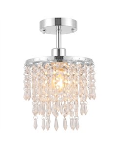 HOMCOM Crystal Ceiling Light with 57 Crystal Strands, Ceiling Light with Mounting Plate for Hallway, Silver Tone