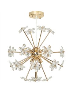 HOMCOM Crystal Chandeliers Ceiling Light with Flower, Modern Pendant Light with Adjustable Height, Ceiling Plate, Clear