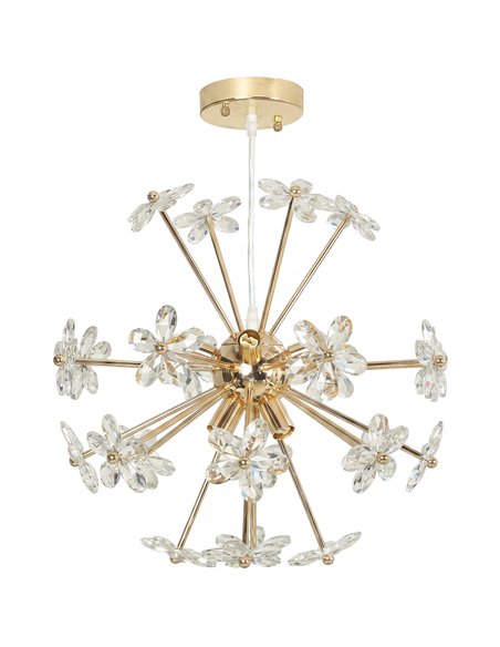 HOMCOM Crystal Chandeliers Ceiling Light with Flower, Modern Pendant Light with Adjustable Height, Ceiling Plate, Clear - pic 209115 | FastDaddyshop