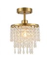 HOMCOM Crystal Ceiling Light with 57 Crystal Strands, Ceiling Light with Mounting Plate for Hallway, Gold Tone