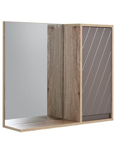 HOMCOM MDF Wall Mounted Bathroom Cabinet with Mirror, Grey and Oak Brown