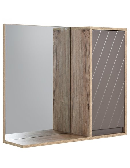 HOMCOM MDF Wall Mounted Bathroom Cabinet with Mirror, Grey and Oak Brown - pic 20913 | FastDaddyshop