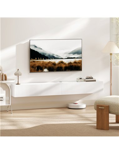 HOMCOM 80cm Floating TV Stand, Wall Mount TV Unit with Cable Management Hole, Fits up to 72" TV, White