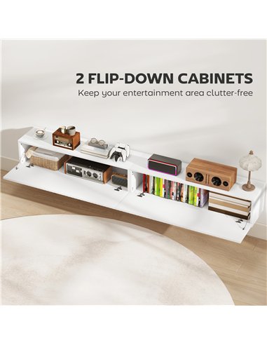 HOMCOM 80cm Floating TV Stand, Wall Mount TV Unit with Cable Management Hole, Fits up to 72" TV, White