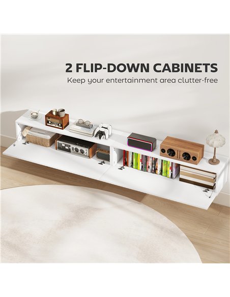 HOMCOM 80cm Floating TV Stand, Wall Mount TV Unit with Cable Management Hole, Fits up to 72" TV, White - pic 209137 | FastDaddyshop