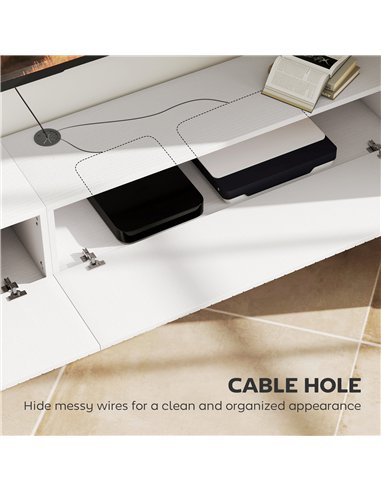 HOMCOM 80cm Floating TV Stand, Wall Mount TV Unit with Cable Management Hole, Fits up to 72" TV, White