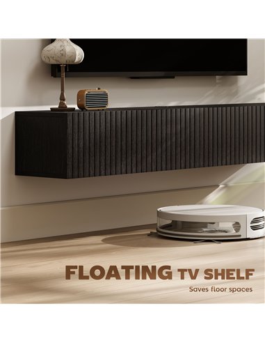 HOMCOM 140cm Floating TV Stand, Wall Mount TV Unit with Cable Management Hole, Fits up to 72" TV, Black