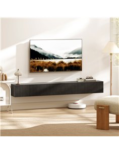 HOMCOM 180cm Floating TV Stand, Wall Mount TV Unit with Cable Management Hole, Fits up to 72" TV, Black 2