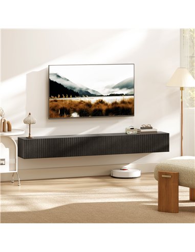 HOMCOM 180cm Floating TV Stand, Wall Mount TV Unit with Cable Management Hole, Fits up to 72" TV, Black