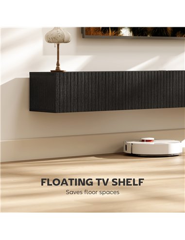 HOMCOM 180cm Floating TV Stand, Wall Mount TV Unit with Cable Management Hole, Fits up to 72" TV, Black
