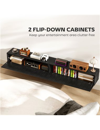 HOMCOM 180cm Floating TV Stand, Wall Mount TV Unit with Cable Management Hole, Fits up to 72" TV, Black